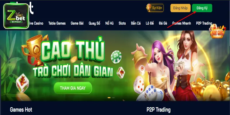 Truy cập vào website chính thức của nhà cái ZBET.BIZ